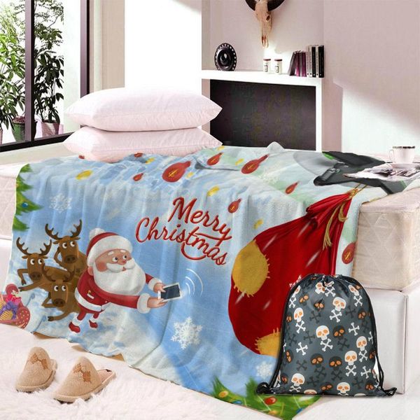 

home textile christmas new year blanket super soft fluffy portable wearable children wrap throw blanket coral fleece print