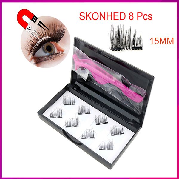 

false eyelashes fashion 8pcs magnetic lashes reusable 3d tweezers set no glue needed cosmetics magnet eye