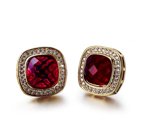 

new fashion square серьги 4 цвета цирконий stones18k gold plated88, Golden;silver
