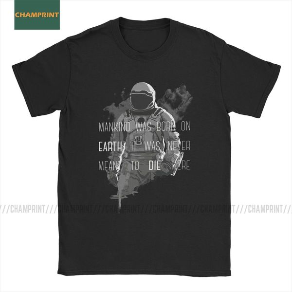 

interstellar t shirts for men pure cotton vintage t-shirt crew neck nolan movie space sci fi spaceship tees short sleeve