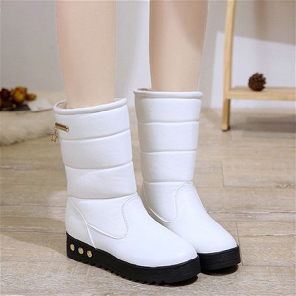 

women snow boots platform winter boots women shoes thick plush waterproof non-slip winter shoes big size botas mujer, Black