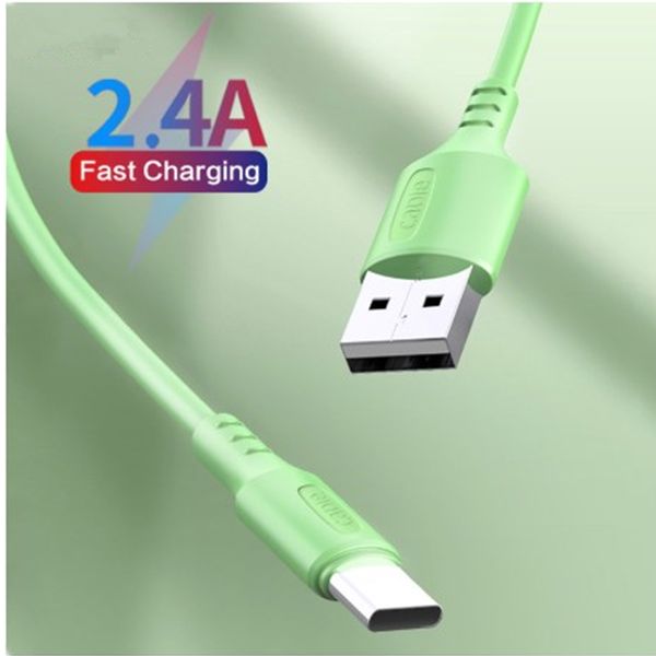 2.4A Silicone Líquido Micro cabo USB USB Tipo C Cabo Mobile Phone 1M 2M rápido carregamento USB Charger Cable para Samsung