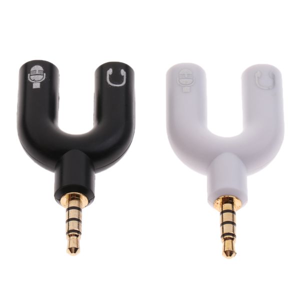 

2piece 3.5mm stereo splitter audio to mic headset jack plug y adapter plug