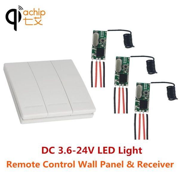 

remote controlers qiachip 3pcs 433mhz control switch dc 5v 12v 24v mini led light receiver relay with 3ch wall panel transmitter