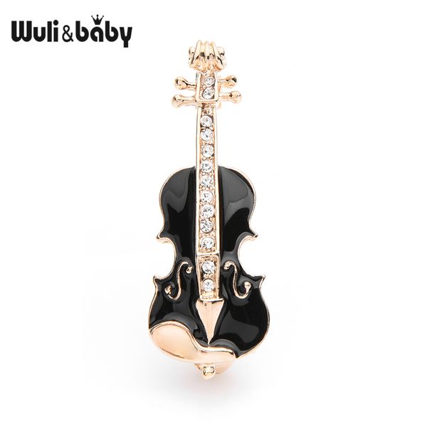 

Wuli&baby Czech Rhinestone Black Red Enamel Violin Guitar Brooches Women Alloy Weddings Banquet Brooch Pins Gifts, Gray