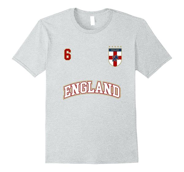 

fashion 2019 summer men's casual o-neck male & tees england shirt number 6 back soccers team sporter footballer flag tshirt