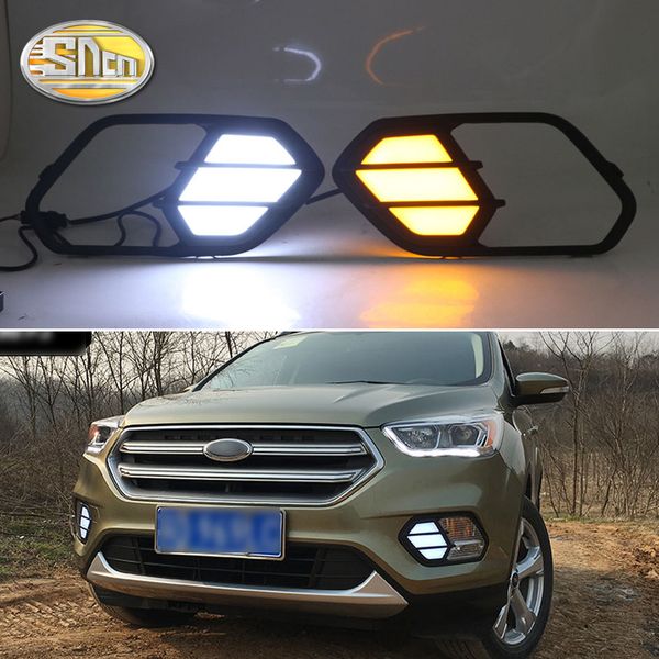 

sncn 2pcs led daytime running light for escape kuga 2020 2020 turn yellow signal waterproof car 12v led drl lamp