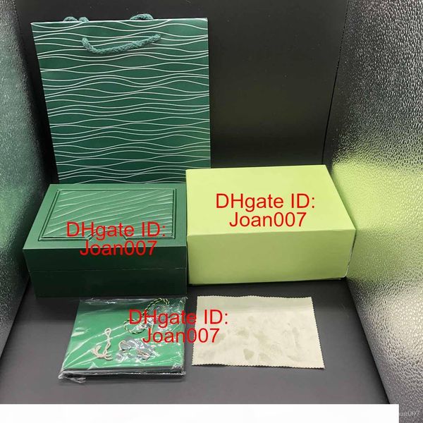 

new style green watch original wood box papers gift watches boxes leather bag card for rolex box 116660 116600 watch box, Black;blue