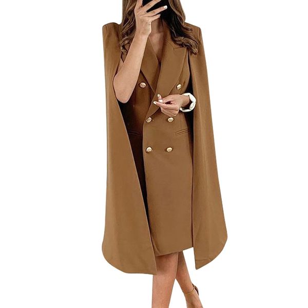 

women autumn winer solid slim long sleeve double breasted buttons coat ladies casual streetwear fashion long outwear sj4969m, Black