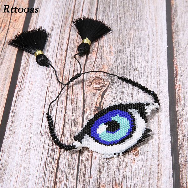 

rttooas trendy turkish big evil eye bracelet handmade miyuki beads pulseras mujer moda adjustable female party jewelry, Golden;silver