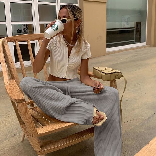 

dada 2020 new casual wide leg sweatpants for women streetwear high waisted cotton trousers fashion solid loose elastic 90s pants, Black;white