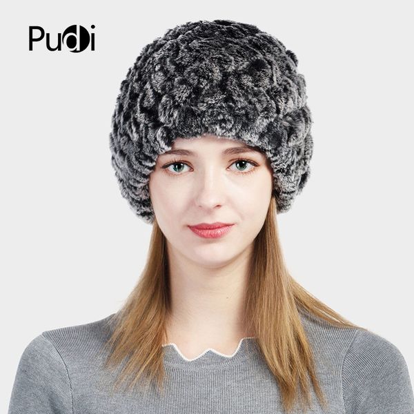 

pudi hf707 женщины kint шапка шапка рекс меховые шапки шапки зимние теплые шапочки, Blue;gray