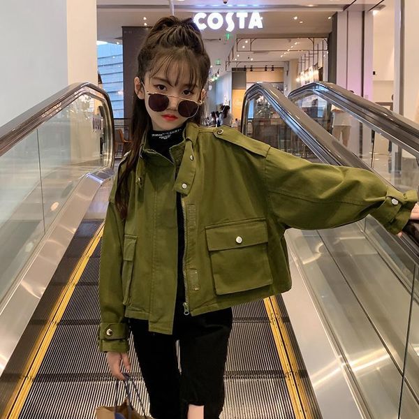 

2020 new spring and autumn girls windbreaker coat baby kids girls casual solid loose coats jacket children fashion outerwear a38, Blue;gray