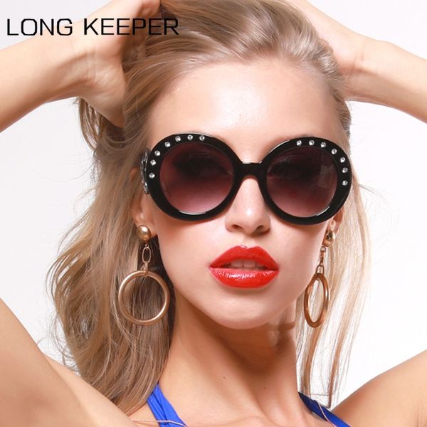 

vintage round diamond sunglasses women vintage brand designer crystal big sun glasses uv400 fashion eyewear gafas de sol mujer, White;black