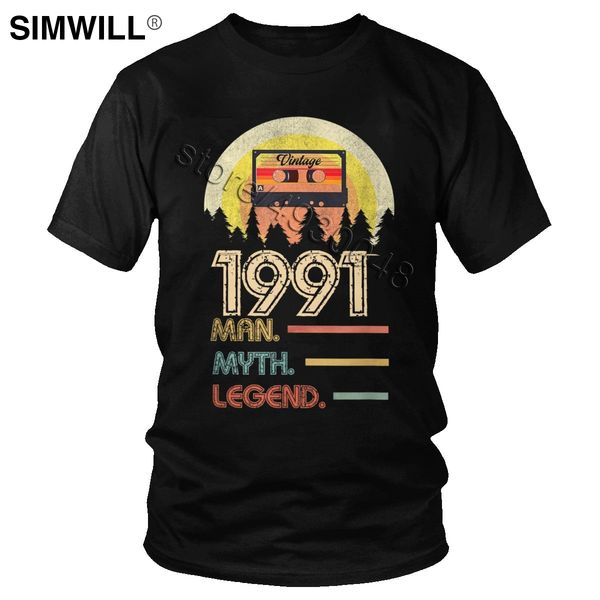 

born in 1991 t shirt man myth legend birthday gifts soft cotton tee men's short sleeve old school cassette t-shirt