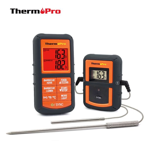 

thermopro tp-08s remote wireless food kitchen thermometer-remote bbq,smoker,grill,oven,meat-monitors food from 300 feet away t200603