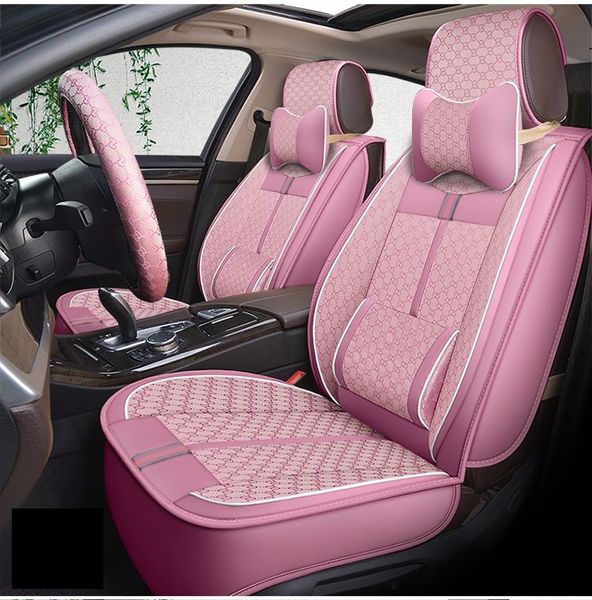 

Universal Fit Car Accessories Interior Car Seat Covers For Sedan Durable Leather Adjuatable Five Seats Full Set 5Pcs Covers For SUV Pink