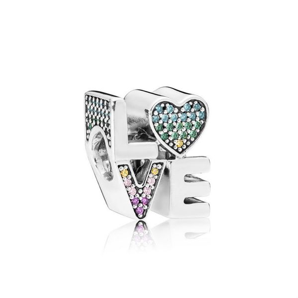 

new 100% 925 sterling silver genuine 797189nrpmx-1 rainbow love charm fit diy bracelets original women jewelry, Black