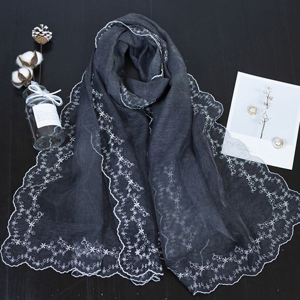 

autumn and winter scarf female cutout cut flower scarf spring summer travel sunscreen shawl imitation silk beach towel, Blue;gray