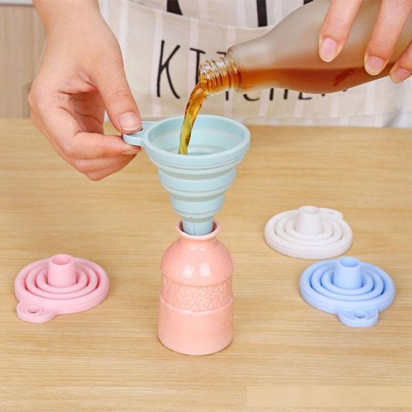 

mini portable foldable silicone candy color funnel prevent spill liquid filling tool accessories for kitchen bar