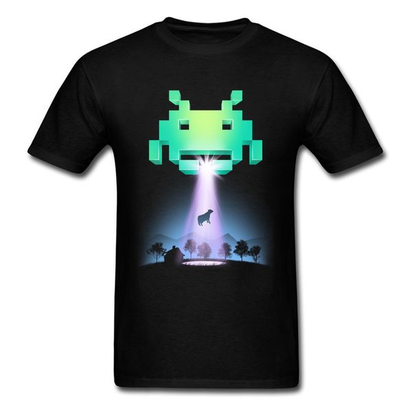 

green android t-shirt invaders from space casual shirts for men make your own shirt creative t shirts summer 100% cotton