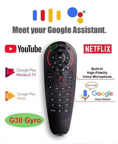 

ccessories & parts remote control universal g30 2.4g gyroscope wireless air mouse 33 keys ir learning smart voice remote control for