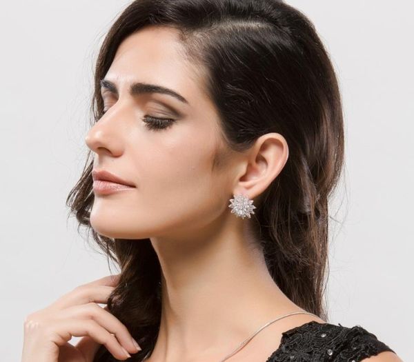 

luoteemi new + olive green & purple cz charm secret fragrance flower stud earrings women fashion luxury jewelry, Golden;silver