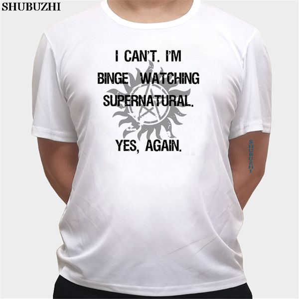 

supernatural t shirt binge watching saving people hunt things men short sleeve tees 100% cotton t-shirt for male euro size