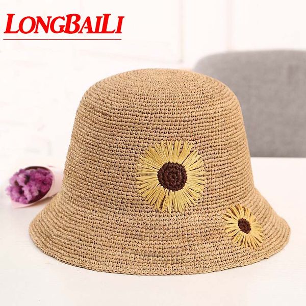 

summer fashion floral raffia straw sun beach hat for women wide brim bucket caps female swds001, Blue;gray