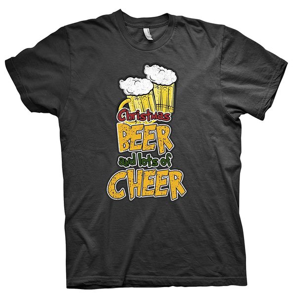 

2019 new men's t shirt fashion christmas celebrations party beer and cheer t-shirt