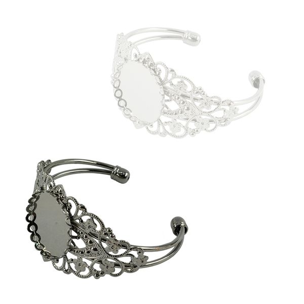 

4pcs 1inch round cabochon bezel tray blank bangles bracelets for men women, Golden;silver