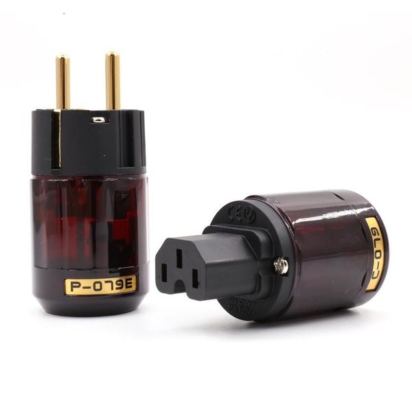 

accessories & parts electrical socket & plugs adaptors hi end pair p-079e c079 24k gold-plated eu power plug ac power cord plugs
