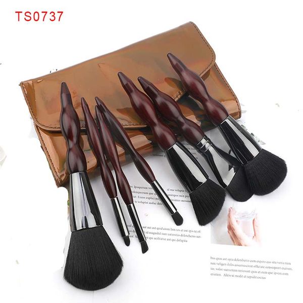 

makeup brushes 7pcs soft synthetic hair make up brush set coffee pu bag kit