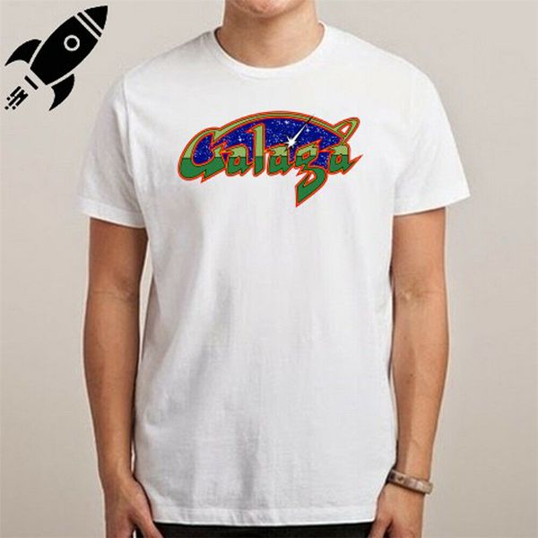 

galaga retro game logo men's white t-shirt size s m l xl 2xl 3xl retro tee shirt