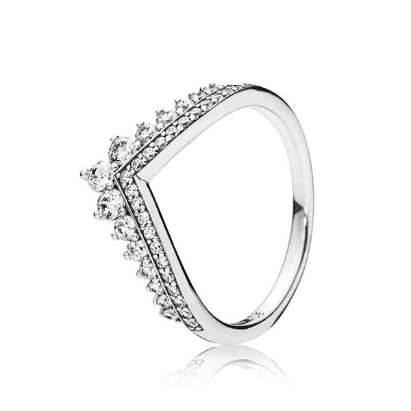

Clear CZ Diamond Princess Wish Ring Set Original Box for Pandora 925 Sterling Silver Women Girls Wedding Crown Rings
