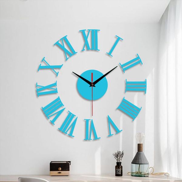 

home acrylic clock frameless diy wall mute clock 3d mirror surface sticker home office decor diy new wall living room