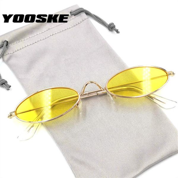 

yooske oval sunglasses women designer 90s sun glasses retro yellow black eyewear fashion accessories, White;black