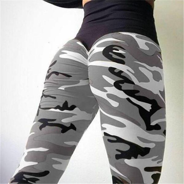 

leggings women workout elasticity pants high waist push up fitness femme body sculpting clothing camo costumes, Black
