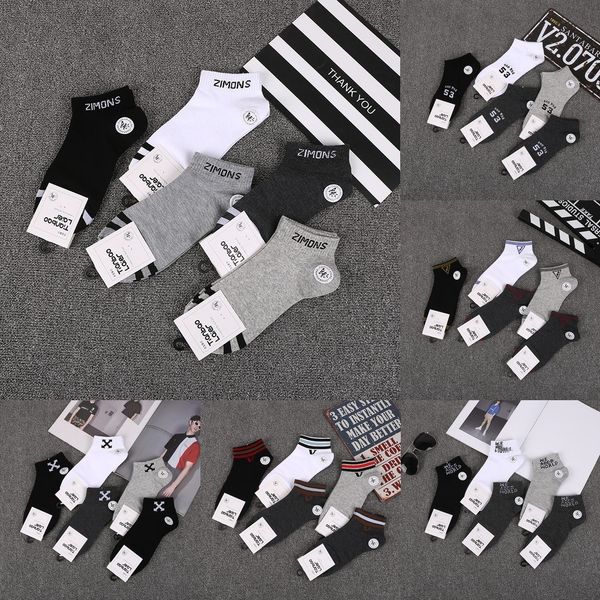 

men's tide spring autumn men's cotton short tube low tide brand mid tule and socks 2019 new boat socks 2q25w, Black
