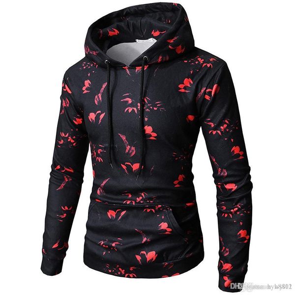 

2020 new men's sweater digital printing casual hooded men's sweater, Black