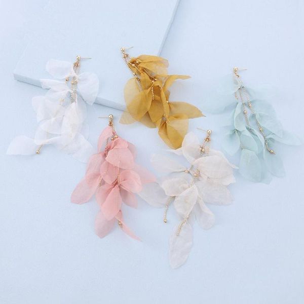 

dangle & chandelier elegant flower earrings wedding bride fringed water drops korean version of the summer soft cool beach with variety dres, Silver