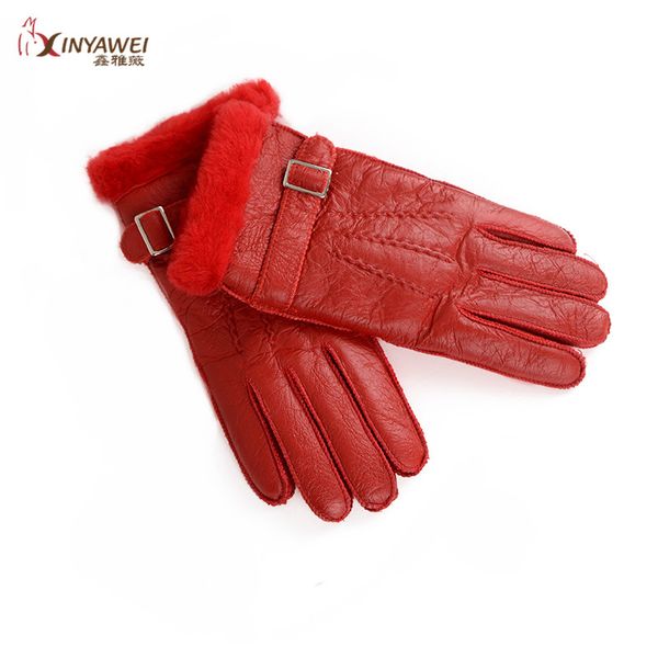 

natural genuine leather fur gloves fashion man winter autumn thermal wool sheepskin outdoor snow gloves, Blue;gray