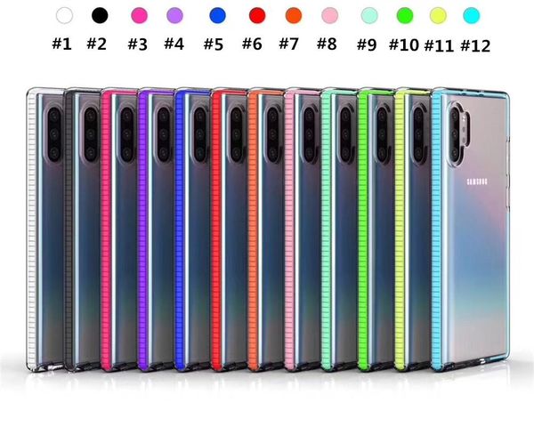 

for iphone 11 tpu case colorful side soft clear back cover samsung note 10 plus a70 a20e j4 plus iphone xs max xr 7 8 full protection cover