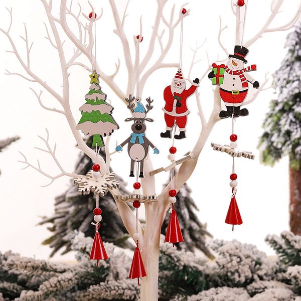 

christmas decorations santa claus wooden wind chimes pendant kids toys gift snowman hanging bell decoration for home navidad kerst