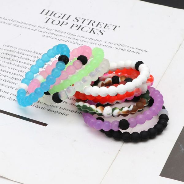 

10 colors assorted rainbow stretchy silicone bead friendship bracelets jewelry, Golden;silver