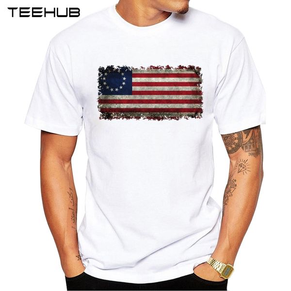 

2019 teehub new men's fashion usa betsy ross flag design t-shirt short sleeve o-neck cool hipster tee