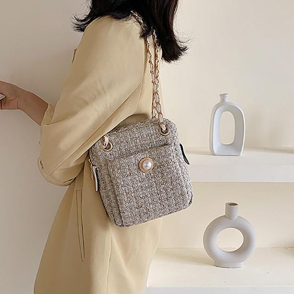 

ocardian women bag vintage woven pearl chain multicolor zipper bags patchwork casual shoulder bags wool bandolera handbag au21