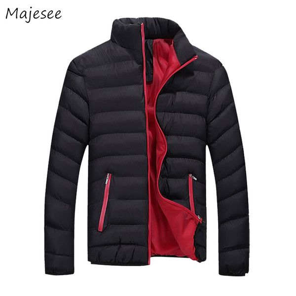

parkas men thicker stand collar zipper pockets leisure simple all-match hombres ropa 2020 parka mens large size slim outerwear, Black