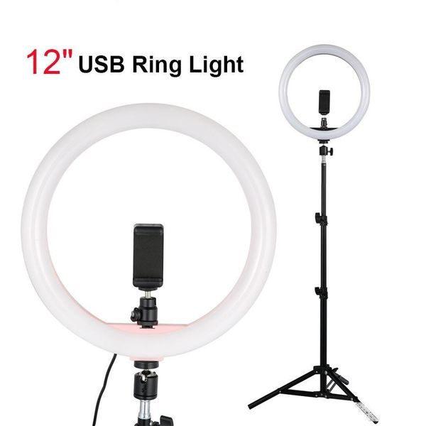 

dimmable studio pgraphy lighting 12 selfie ring light with 1.1m tripod stand & phone holder for live/makeup phone camera video shooting