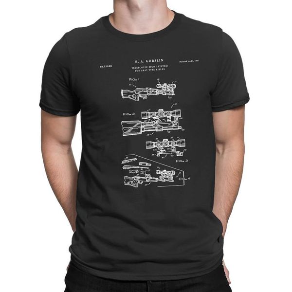 

t-shirt ak47 scope patent print art 1997, rifle, ak 47, military new 2019 fashion cotton man shirts christian t shirt